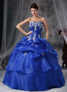 New Arrival Blue Pick Ups Appliqued Quinceanera Party Dresses