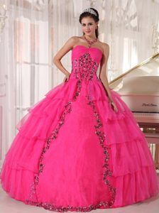 2012 Popular Hot Pink Sweetheart Ball Gown Quinceanera Dress