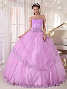 Pretty Sweetheart Lace Hem Lavender Quinceanera Party Dresses