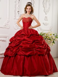 Affordable Red Pick Ups Appliqued Quinceanera Dresses online