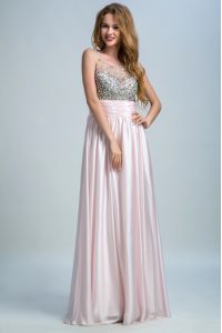 Sumptuous Sleeveless Side Zipper Floor Length Beading and Ruching Dress for Prom