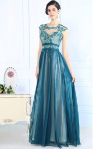 Teal Mother Of The Bride Dress Prom and Party and For with Lace Scoop Sleeveless Zipper