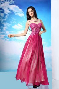 Fuchsia Side Zipper Scoop Beading Mother Of The Bride Dress Chiffon Sleeveless