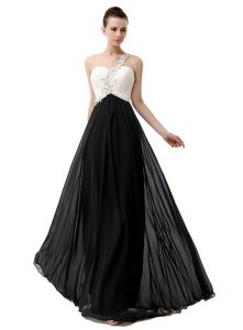 Top Selling Chiffon One Shoulder Sleeveless Zipper Beading Mother Of The Bride Dress in White And Black