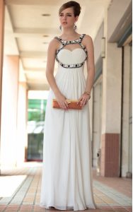 Straps Sleeveless Chiffon Mother Of The Bride Dress Beading and Ruching Side Zipper