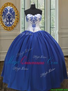 Royal Blue Sleeveless Taffeta Lace Up 15th Birthday Dress for Military Ball and Sweet 16 and Quinceanera