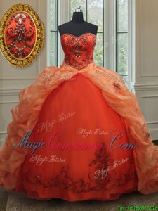 Sleeveless Brush Train Beading and Embroidery and Pick Ups Lace Up Quinceanera Gowns