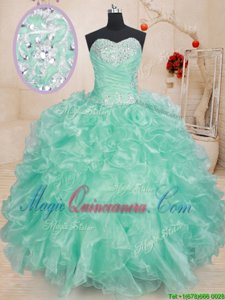 Stylish Floor Length Ball Gowns Sleeveless Apple Green Sweet 16 Quinceanera Dress Lace Up