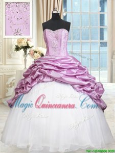 Organza and Taffeta Sleeveless Floor Length Sweet 16 Dresses and Beading and Pick Ups