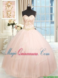 On Sale Sleeveless Lace Up Floor Length Beading and Embroidery Sweet 16 Dresses
