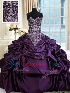 Comfortable Pick Ups Floor Length Ball Gowns Sleeveless Purple 15 Quinceanera Dress Lace Up