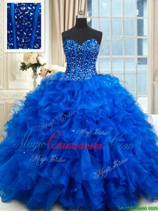 Luxurious Sleeveless Beading and Ruffles Lace Up Quinceanera Gown