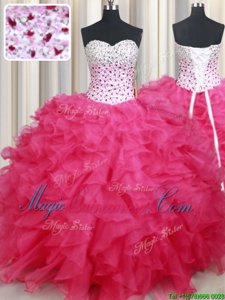 Glorious Sweetheart Sleeveless Organza Quinceanera Gowns Beading and Ruffles Lace Up