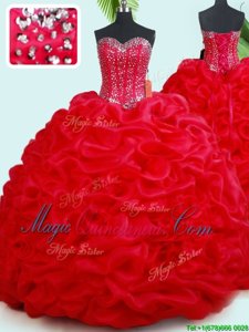 Affordable Sleeveless Court Train Lace Up Beading and Pick Ups Ball Gown Prom Dress
