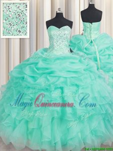 Affordable Pick Ups Floor Length Ball Gowns Sleeveless Apple Green Quinceanera Gown Lace Up