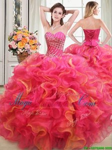 Cute Multi-color Sleeveless Organza Lace Up Quinceanera Dress for Military Ball and Sweet 16 and Quinceanera