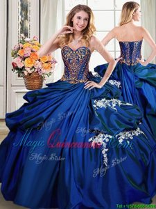 Taffeta Sleeveless Floor Length Vestidos de Quinceanera and Beading and Appliques and Pick Ups