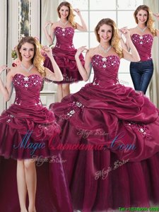 Four Piece Sleeveless Beading and Appliques and Pick Ups Lace Up Sweet 16 Dresses
