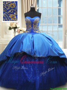 Top Selling With Train Ball Gowns Sleeveless Royal Blue Ball Gown Prom Dress Court Train Lace Up