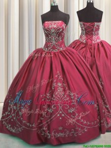 Coral Red Sleeveless Beading and Embroidery Floor Length Sweet 16 Quinceanera Dress