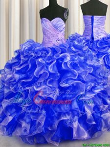 Royal Blue Quinceanera Dress Military Ball and Sweet 16 and Quinceanera and For with Beading and Ruffles Sweetheart Sleeveless Lace Up
