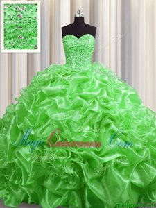 Customized Sleeveless Court Train Beading and Pick Ups With Train Quinceanera Dresses