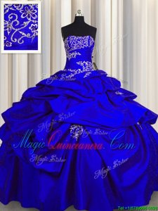 Fantastic Pick Ups Royal Blue Sleeveless Taffeta Lace Up Quinceanera Dresses for Military Ball and Sweet 16 and Quinceanera