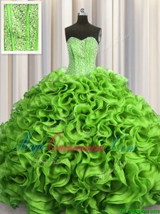 On Sale Visible Boning Quinceanera Dress Military Ball and Sweet 16 and Quinceanera and For with Beading and Ruffles Sweetheart Sleeveless Lace Up