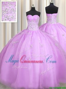 Pretty Sweetheart Sleeveless Organza 15 Quinceanera Dress Beading and Appliques Zipper