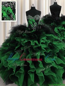 Most Popular Ball Gowns Quince Ball Gowns Multi-color Sweetheart Organza and Tulle Sleeveless Floor Length Lace Up