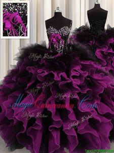 Fabulous Multi-color Sleeveless Floor Length Beading and Ruffles Lace Up Sweet 16 Dresses