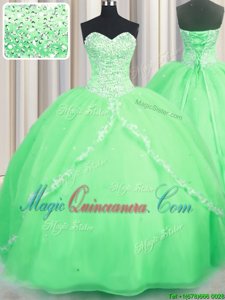 Popular Vestidos de Quinceanera Military Ball and Sweet 16 and Quinceanera and For with Beading and Appliques Sweetheart Sleeveless Brush Train Lace Up