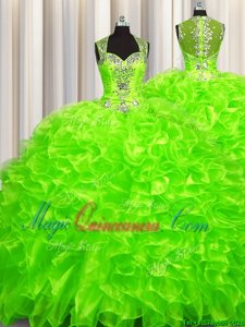 Sumptuous Pick Ups Zipper Up See Through Back Sweetheart Neckline Beading Sweet 16 Quinceanera Dress Sleeveless Zipper