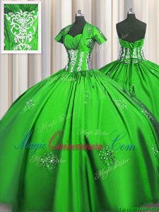 Beauteous Short Sleeves Beading and Appliques and Ruching Lace Up 15th Birthday Dress