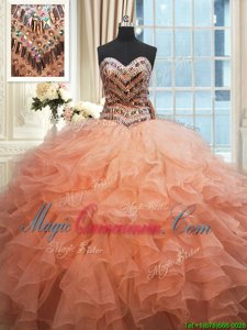 On Sale Beaded Bodice Sleeveless Lace Up Floor Length Beading and Ruffles Sweet 16 Dresses