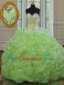 Sweetheart Sleeveless Sweet 16 Quinceanera Dress Sweep Train Beading Organza