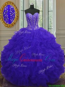 Luxurious Sleeveless Zipper Floor Length Beading and Ruffles Quinceanera Gown