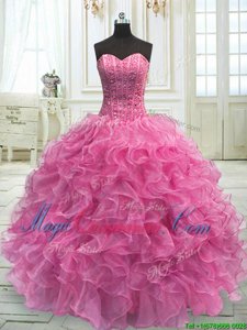 New Style Sleeveless Beading and Ruffles Lace Up 15 Quinceanera Dress
