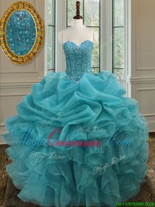 Sleeveless Beading and Ruffles Lace Up Sweet 16 Dresses