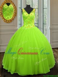 Pretty Straps Sleeveless Zipper Quinceanera Dresses Tulle
