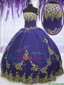 Dazzling Purple Sleeveless Tulle Zipper Sweet 16 Dress for Military Ball and Sweet 16 and Quinceanera