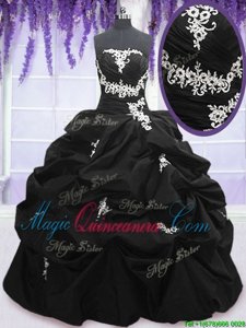 Traditional Pick Ups Floor Length Ball Gowns Sleeveless Black Quinceanera Dress Lace Up