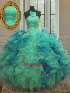 Classical Multi-color Sleeveless Organza Lace Up 15th Birthday Dress for Military Ball and Sweet 16 and Quinceanera
