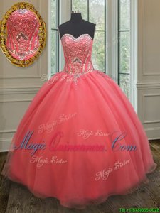 Organza Sleeveless Floor Length Sweet 16 Dresses and Beading