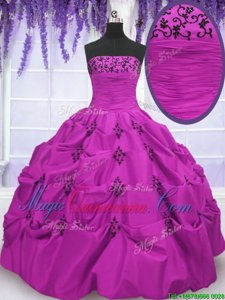 Affordable Pick Ups Floor Length Ball Gowns Sleeveless Fuchsia Quinceanera Gown Lace Up