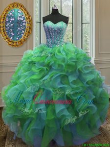 Enchanting Sleeveless Beading and Ruffles Lace Up Sweet 16 Dresses