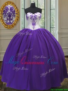 Pretty Eggplant Purple Sweetheart Lace Up Beading Sweet 16 Quinceanera Dress Sleeveless