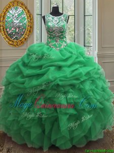 Cheap Pick Ups Ball Gowns Quinceanera Gown Scoop Organza Sleeveless Floor Length Lace Up