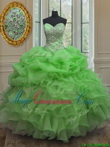 Pick Ups Floor Length Quince Ball Gowns Sweetheart Sleeveless Lace Up