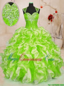 Beautiful Sleeveless Beading and Ruffles Lace Up Sweet 16 Dresses
